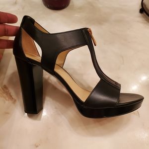Michael Kors Black leather sandal 4.5 inch heel